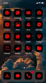 Wow Red Black Theme, Icon Pack captura 7