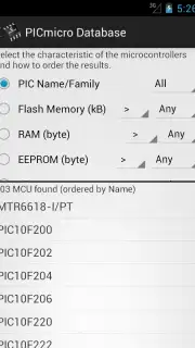 PICmicro Database captura 4