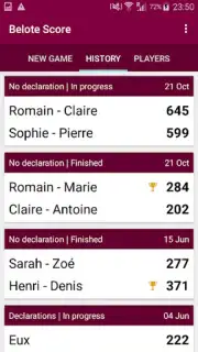Belote Score captura 1