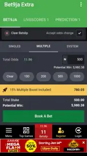 Bet9ja Extra with predictions and Livescores captura 1